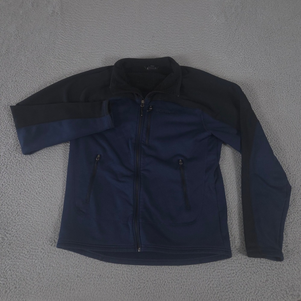 Marmot Jacket Mens XL Navy Blue Tempo Polartec‎ Fleece Lined Full Zip Softshell